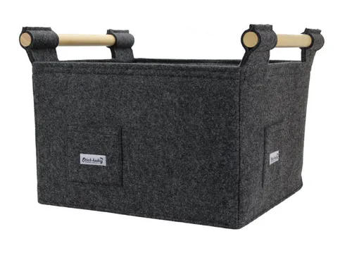 Stich-haltig Kaminholzkorb Filzkorb mit Holzgriffen von Stich-haltig