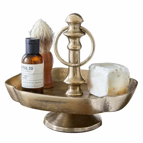 Loberon Etagere Frinesto, Handgefertigt, Schimmernde Patina, Edles Design, Vielseitige Präsentationsfläche, Stilvolles Accessoire, Dekoration, Aluminiumguss, antikchampagner