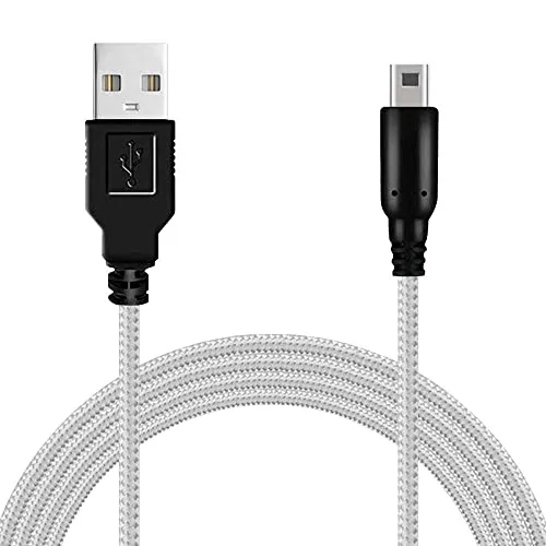 OcioDual 3DS Ladekabel, USB Ladegerät Kabel 3DS XL, 1,2m, Kompatibel mit DSi, DSi New 2DS XL Konsolen, 2DS USB Ladekabel, USB-Netzadapter, Netzteil Adapter Power Charger, Silber