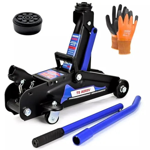 Wagenheber 2T mit Koffer - Hydraulischer Rangierwagenheber inklusive Gummiauflage, schützt Karosserie und Unterboden, ideal für Werkstätten und Autofahrer