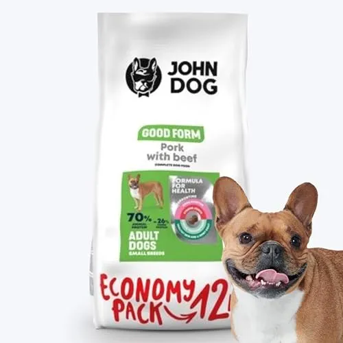 JOHN DOG Trockenfutter für Hunde - Good Form Schwein mit Rind - Glutenfreies Hundefutter für kleine Rassen, reich an 26% Schwein und 4% Rind. Unterstützt Haut, Fell und Gelenke für optimale Gesundheit.