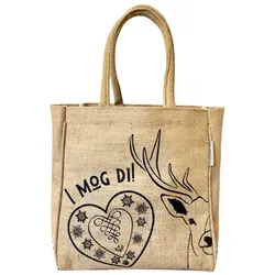 Domelo Jute Handtasche kleine Jutetasche vegane Einkaufskorb mini Tragetasche - Beige