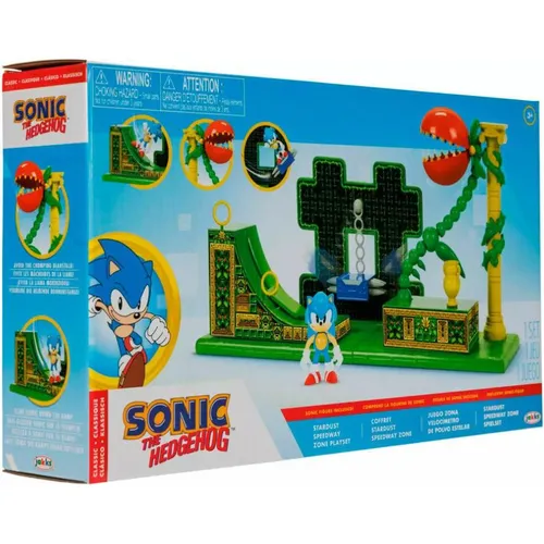 Sonic The Hedgehog Stardust Speedway Zone Spielset mit Sonic Actionfigur - Spielfigur Spielsets mit 6,3 cm Sonic Figur, fördert kreatives Spielen und Abenteuer im klassischen Sonic-Style! Enthält bewegliche Teile und Mechanismen für interaktiven Spielspaß.