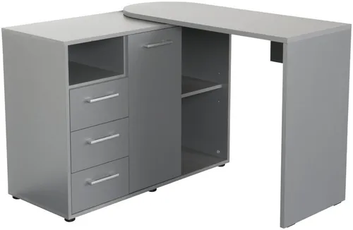 VOGL Möbelfabrik Schreibtisch mit schwenkbarer Tischplatte - Kinderschreibtisch, platzsparend und flexibel, ideal für kleine Räume, Made in Germany, mit 3 Schubladen und höhenverstellbarem Einlegeboden.