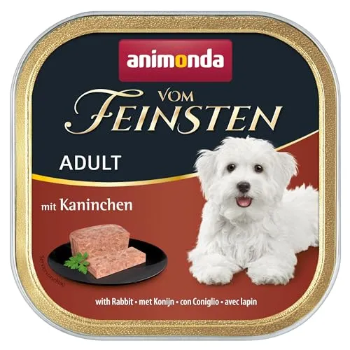 animonda vom Feinsten Hundefutter nass mit Kaninchen (22 x 150g), getreidefreies Hundefutter ohne Zucker, mit frischen, fleischigen Zutaten