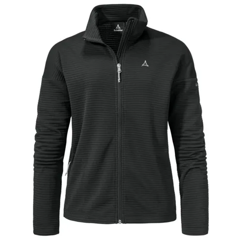 Schöffel Circ Fleecejacke Style Smue Damen schwarz (9990) 46 - Ideal für Wanderungen: Die Circ Fleecejacke von Schöffel bietet hervorragenden Tragekomfort, ist schnelltrocknend und nahezu 100 % recycelfähig. Genießen Sie Bewegungsfreiheit und Schutz durch den Stehkragen.