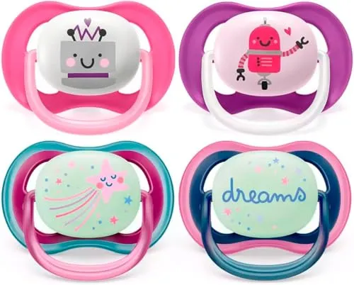 Philips Avent Ultra Air Tag & Nacht Schnuller 6-18 Monate mit Sterilisiertragetasche 4er Pack