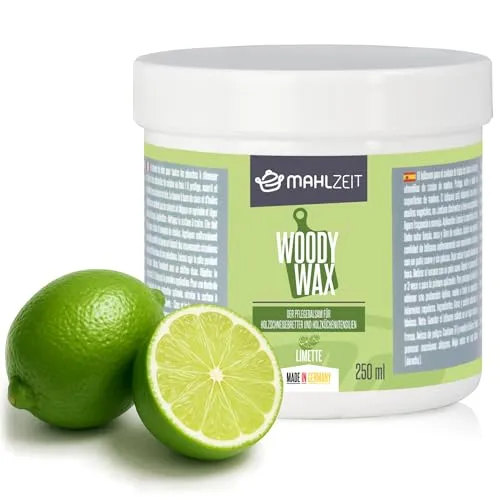 Mahlzeit WOODY WAX Limette Holzpflege aus Bienenwachs für Schneidebretter | 250 ml | 100% natürlich | Holzwachs für Schneidebretter Arbeitsplatten Küchenhelfer | Holz Balsam für Schneidebretter