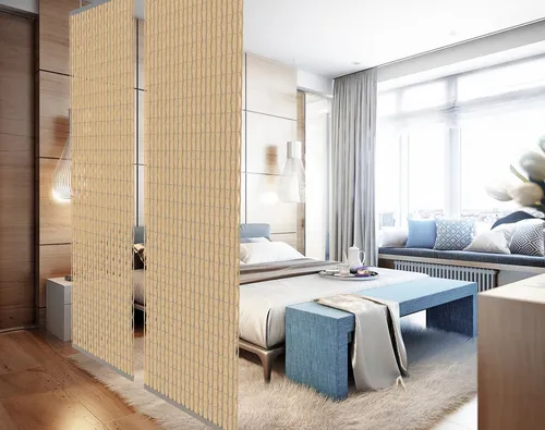 YourCasa Paravent Raumteiler hängend – Lichtdurchlässige Trennwand in Beige, 118x240cm - Paravents – Eleganter Raumteiler mit lichtdurchlässigem Design, ideal zur Dekoration und Raumgestaltung.