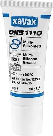 Xavax 111177 OKS 1110 Pflegefett 20g - Hochwertiges Silikonfett für vielseitige Anwendungen in Küche und Werkstatt. Ideal zum Dichten und Gleiten, sorgt für reibungslose Funktionalität von Geräten und Ventilen.