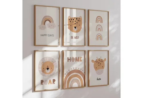 MeinBaby123® Poster Bilder Kinderzimmer, Poster Kinderzimmer Deko, Süße Tiere, Babyzimmer, Tiere Wandbilder,  Boho,  Sprüche