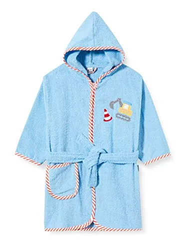 Playshoes Unisex Kinder Frottee-Bademantel Morgenmantel, Bagger, 110-116 EU - Bademäntel für Jungen, flauschig und weich, ideal zum schnellen Trocknen und Aufwärmen nach dem Baden oder Schwimmen, mit großer Kapuze und praktischem Knopf im Halsbereich für zusätzlichen Halt.