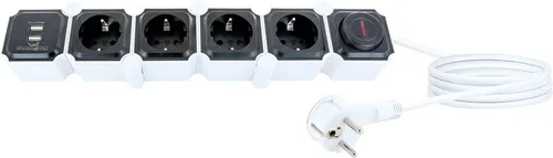 Steckdosenleiste 4fach Mehrfachsteckdose flexibel Ein-/Ausschalter 1,5,m schwarz
