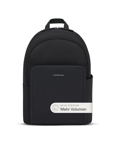 Kapten & Son Rucksack Aalborg NEW All Black 18 L | Rucksack Damen & Herren Schwarz | Handgepäck Rucksack mit 16'' Laptopfach | Backpack ideal für Uni, Arbeit, Reisen