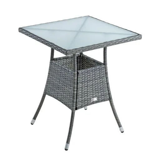 ESTEXO Polyrattan Gartentisch 60x60 cm - Beistelltisch für Balkon und Garten - Beistelltisch aus UV-beständigem Polyrattan, ideal für Balkon, Terrasse oder Garten; pflegeleicht und mit stabiler Sicherheitsglasplatte.