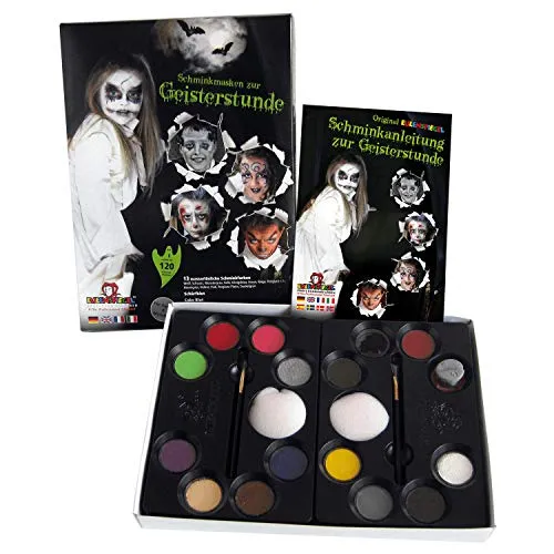 Eulenspiegel 212066 - Schmink-Palette zur Geisterstunde - Schminke für Kinder, ideal für Halloween und Feste, enthält Farben für ca. 120 Masken, vegan und dermatologisch getestet.