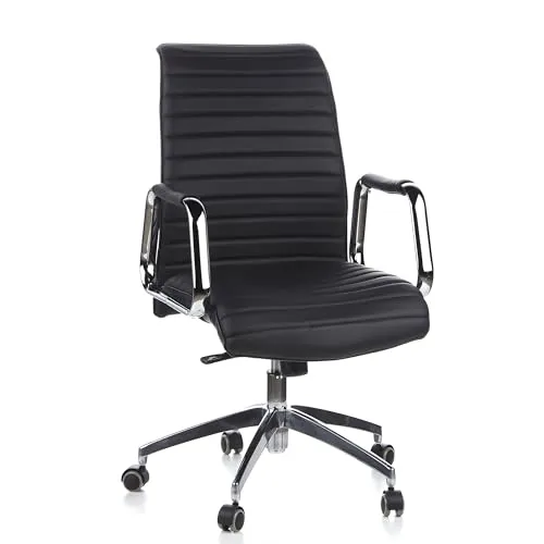 hjh OFFICE Profi Chefsessel ASPERA 10 Leder mit Armlehnen - Bürostühle: Hochwertiger Chefsessel mit 4-fach arretierbarer Synchronmechanik für individuell anpassbaren Komfort und entspanntes Arbeiten.