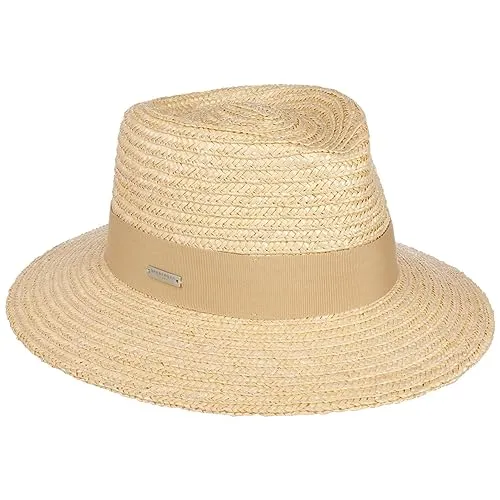 Seeberger Rileja Strohhut Sonnenhut Damenhut Bortenhut Sommerhut Damen - mit Ripsband Sommer Frühling-Sommer - One Size Natur