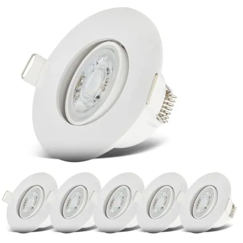 B.K.Licht 6er Set LED Einbaustrahler, schwenkbar, IP65 - Deckenspots für Badezimmer und mehr: 6 schwenkbare LED Einbaustrahler mit warmweißem Licht (3000K) und IP65 Schutz für Feuchträume. Ideal, um gezielt Bereiche auszuleuchten.
