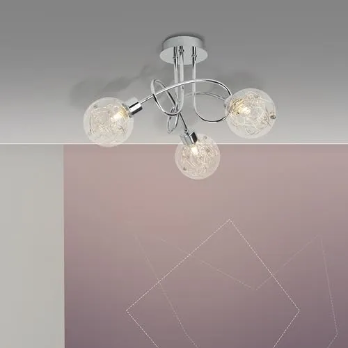 Lightbox 3 flammige Deckenlampe - Basic Deckenleuchte - 21 cm Höhe - Ø 43 cm - G9 Fassung - max. 33 W - aus Metall/Glas - in Chrom