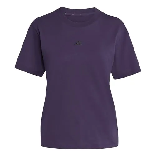 adidas Damen Essentials Small Logo T-Shirt (Größe L, lila) - Klassisches T-Shirt aus hochwertiger Baumwolle, weich und bequem – perfekt für Freizeit und Sport.