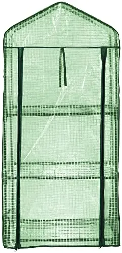 Royal Gardineer Tomaten-Gewächshaus: Folien-Gewächshaus, 3 Etagen, aufrollbare Tür, 59 x 126 x 39 cm, grün (Tomaten Folie, Treibhaus-Pflanzenregale, Insektenschutz)