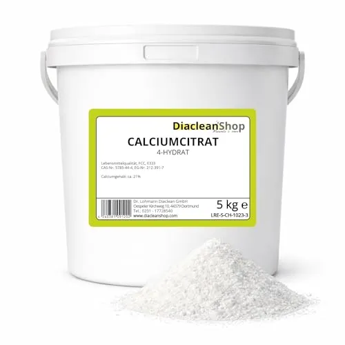 Calciumcitrat Pulver 5kg - Calciumgehalt 21% - Lebensmittelqualität - E333 (ii) - frei von Zusatzstoffen!