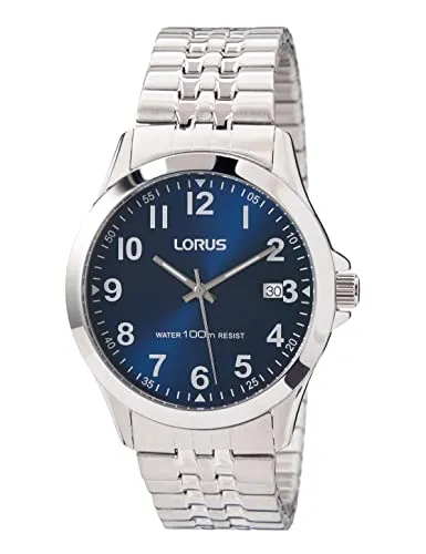 Lorus Klassik Herren-Uhr Edelstahl mit Metallband RS973CX9 - Armbanduhren für Herren mit robustem Edelstahlgehäuse, wasserfest bis 100 Meter und Luminous-Leuchtbeschichtung für optimale Ablesbarkeit im Dunkeln.