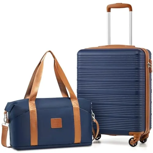 COOLIFE Handgepäck Koffer 55x40x20cm + 30L Reisetasche (45×36×20cm) für Ryanair & Easyjet mit 4 Silent Spinner Rädern & TSA-Schloss – ABS-Hartschale, Leicht Handgepäck Set