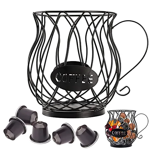 Kaffeekapselkorb, Kaffee Pod Halter, Kaffee Kapsel Lagerung Korb, Kaffee Pod Halter Lagerung Korb für mehrere Kapseln, Espresso Halter, Kaffeekapsel Ständer Küchenaufbewahrungshalter (Schwarz)
