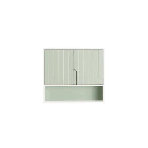 SoBuy BZR140-GR Hängeschrank - Badezimmerschrank mit 3 höhenverstellbaren Regalebenen und natürlicher Grün-Weiß-Kombination für eine waldähnliche Atmosphäre, ideal zur Aufbewahrung von Badaccessoires.