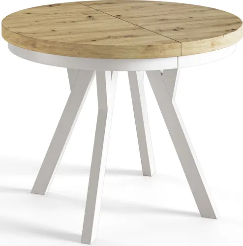 AlpiMeble Runder Esszimmertisch EVO, ausziehbar 80-130 cm - Esszimmertisch mit elegantem Design, platzsparend und ausziehbar für flexible Nutzung in kleinen Räumen. Hochwertige Materialien garantieren Langlebigkeit.