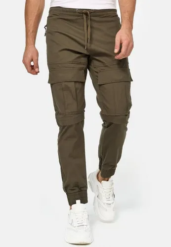 Indicode Cargohose Dennis - Wanderhose mit elastischem Bund und Kordelzug für optimalen Komfort. Praktische Cargotaschen und Rippbündchen sorgen für einen sportlichen Look – ideal für Freizeit und Abenteuer.