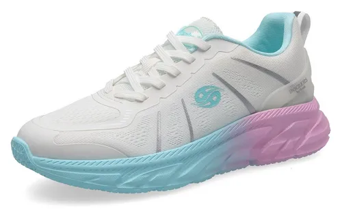 Damen Sneaker DOCKERS BY GERLI, Gr. 38, weiß-multi - Sportliche Trainingsschuhe aus Textil mit bunter Pastell-Sohle, ideal für aktive Tage und modische Auftritte.