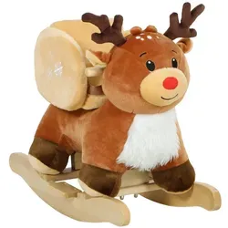 Novzep Rentier Schaukelpferd für Kinder – Plüsch Schaukeltier mit Schlafliedern
