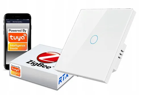 Tuya ZigBee 3.0 Weiß Glass 1 Stromkreis- Licht Touch-Schalter #ohne N