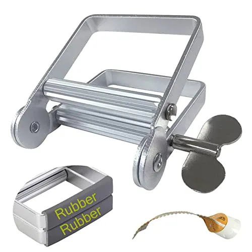 XYKEEY Zahnpastapresse, Metall-Zahnpasta Tubenquetscher für Künstler, Friseursalon, Maler... (Silber)