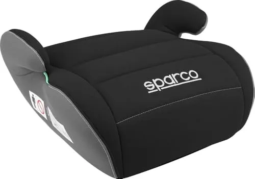 Sparco F100KI Sitzerhöhung i-Size 125-150 cm - Schwarz/Grau, sicherer Kindersitz mit ergonomischem Design und waschbarem Bezug