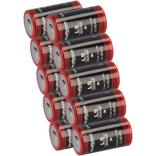 10x Kraftmax Lithium 3,6V Batterie LS26500 C Zelle 26500 von X-CELL
