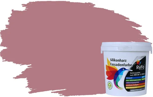 RyFo Colors Silikonharz Fassadenfarbe in Trend Violettönen - Wasserabweisende Fassadenfarbe mit Lotuseffekt für langlebigen Schutz vor Schmutz und UV-Strahlen. Ideal für Neubauten und Renovierungen, sorgt für eine hervorragende Deckkraft und einfache Verarbeitung.