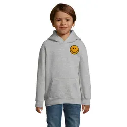 Blondie & Brownie Kinder Hoodie mit Smiley-Patch, grau 142/152