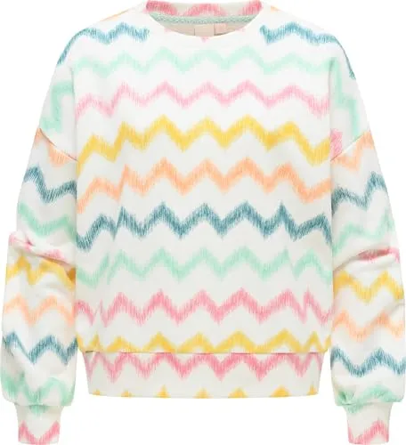 Ragwear Damen lässiges Cropped Sweatshirt Oversized Pullover mit modischem Allover-Print Wuss Print Multi Combo Gr. L