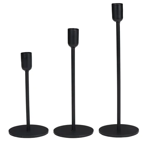 Arti Casa Kerzenständer Schwarz Set mit 3 Kerzenhaltern - Geeignet für Kerzen Ø2