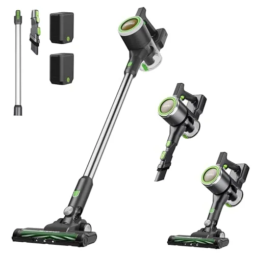 EUREKA NEC370 Akku Staubsauger,3-in-1 Design Staubsauger kabellos,2 wiederaufladbare herausnehmbare Batterien,Überlegene Saugkraft & Filtersystem,40*2 Min Laufzeit,Für Böden/Teppiche/Tierhaare