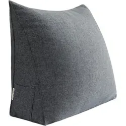Kinder Lesekissen, Rückenkissen, Keilkissen, Lendenkissen, Rückenstützkissen Für Bett, Sofa Oder Bank, Leinenmischung Grau, 45 Cm - Grau - Vercart