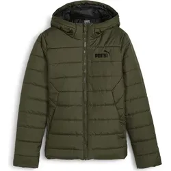 PUMA ESS Hooded Padded Jacket, Jungen Wattierte Jacke, Dark Olive - Sportjacken mit atmungsaktiven Materialien, die Wärme speichern und Komfort bieten, ideal für kalte Wintertage.