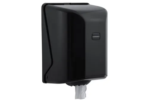 SANISMART Rollenpapierspender BETULA für nicht-perforierte Papierrollen - Praktischer Wandspender für nicht-perforiertes Rollen-Handtuchpapier bis 21 cm Höhe. Einfach zu befüllen und zu bedienen, ideal für Küche und Bad.