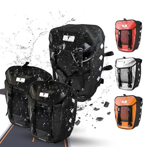 Red Loon Fahrrad Gepäckträgertasche Fahrradtasche Packtasche Pro Triple schwarz - Fahrradtasche Gepäckträger - Fahrrad Doppeltasche + Fahrradrucksack - miteinander koppelbar - wasserdicht