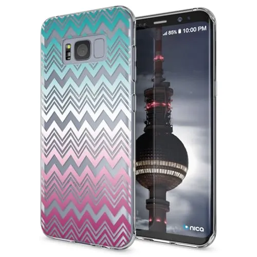 NALIA Handyhülle kompatibel mit Samsung Galaxy S8, Motiv Design Slim Silikon Case Cover, Crystal Schutzhülle Handy-Tasche Dünn, Muster Backcover Bumper Smart-Phone Hülle, Designs:Colorful Lines