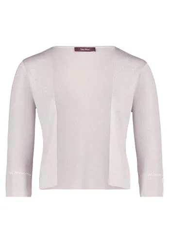 Vera Mont Damen Strickbolero ohne Verschluss Silver/Nature, XXL - Strickjacke für Damen, figurumspielend mit glitzerndem Muster, ideal für besondere Anlässe oder als schickes Accessoire.